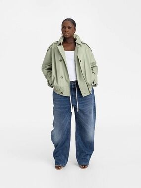 KBB By KAHLANA NWT Green Cropped Trench Coat - Size 2X